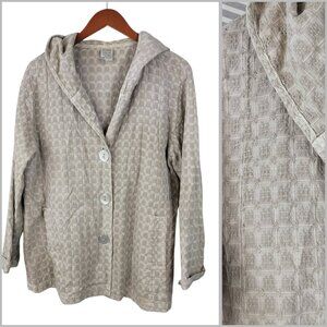 Focus Cotton Hoodel Jacket Large Textured Button Up Casual Lifestyle swing Tan